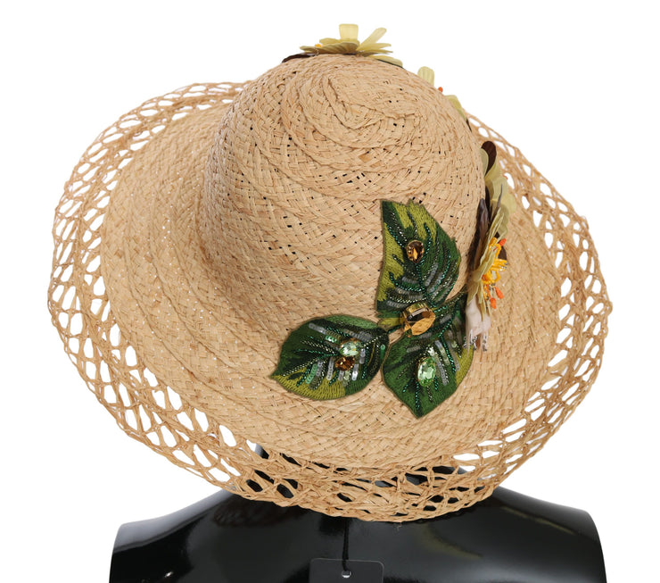 Dolce & Gabbana Elegant Beige Floral Bucket Hat