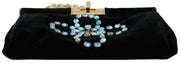 Dolce & Gabbana Velvet Evening Party Crossbody with Crystal Studs