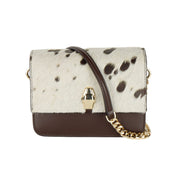 Cavalli Class Chic Two-Tone Small Shoulder Bag in White & Brown