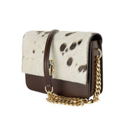 Cavalli Class Chic Two-Tone Small Shoulder Bag in White & Brown