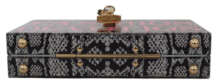 Dolce & Gabbana Gray Resin Dolce Box Clutch with Gold Details