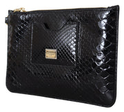 Dolce & Gabbana Exotic Leather Black Wristlet Wallet