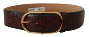 Dolce & Gabbana Elegant Red Python Leather Belt with Gold Buckle