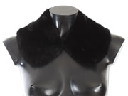 Dolce & Gabbana Elegant Black Mink Fur Shoulder Wrap Scarf