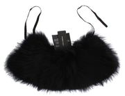 Dolce & Gabbana Black Fox Fur Chic Shoulder Wrap