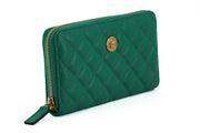 Versace Elegant Quilted Leather Zip Wallet