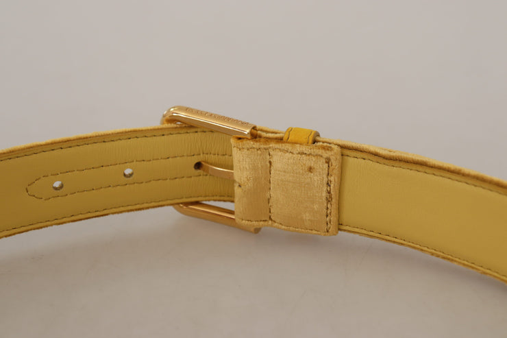 Dolce & Gabbana Elegant Velvet Designer Gold-Buckled Belt