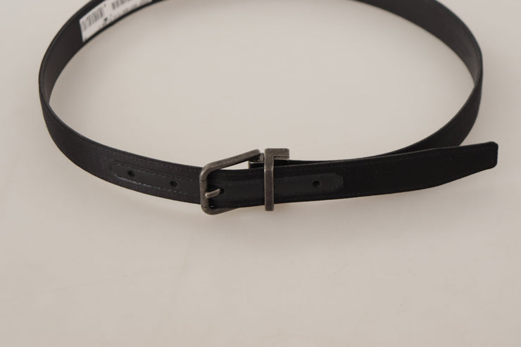 Dolce & Gabbana Elegant Black Leather Belt with Metal Buckle