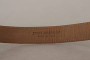 Dolce & Gabbana Elegant Light Blue Leather Belt with Gold Buckle