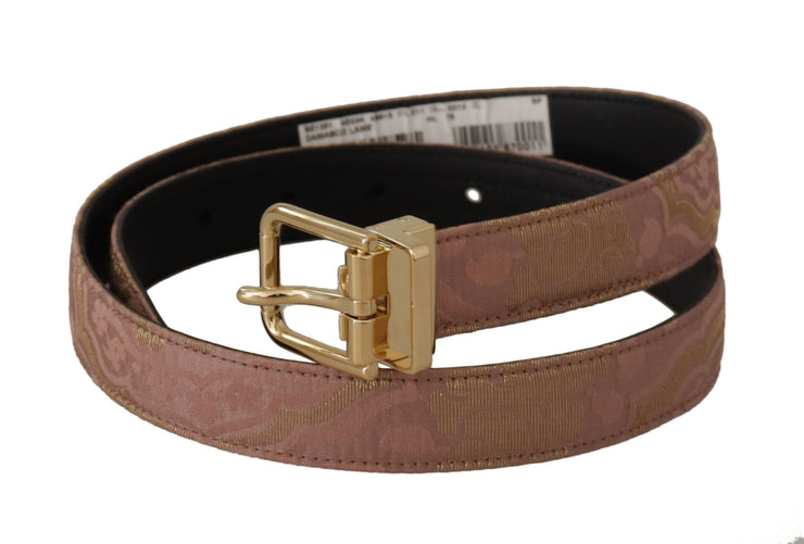 Dolce & Gabbana Chic Rose Pink Leather Belt with Logo Buckle