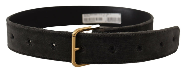 Dolce & Gabbana Elegant Velvet Belt with Engraved Buckle