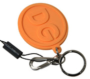 Dolce & Gabbana Chic Orange & Gold Keychain Accessory