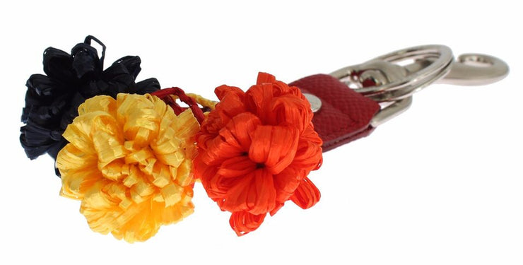 Dolce & Gabbana Multicolor Sicily Raffia Leather Keychain