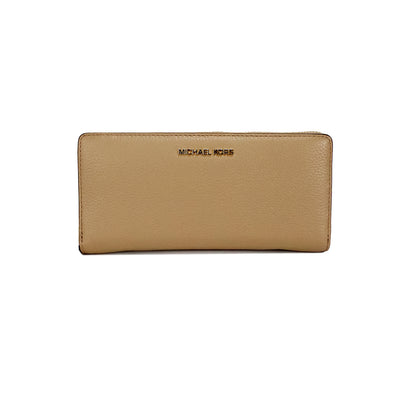 Michael Kors Jet Set Travel Large Camel Leather Continental Wristlet Wallet