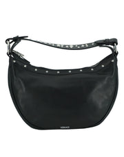 Versace Elegant Black Leather Hobo Shoulder Bag