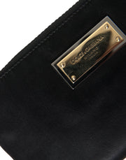 Dolce & Gabbana Elegant Black Nylon & Leather Pouch