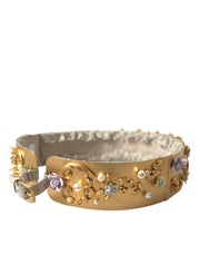 Dolce & Gabbana Elegant Gold-Tone Faux Pearl Floral Belt