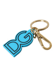 Dolce & Gabbana Elegant Blue Gold Keychain Accessory