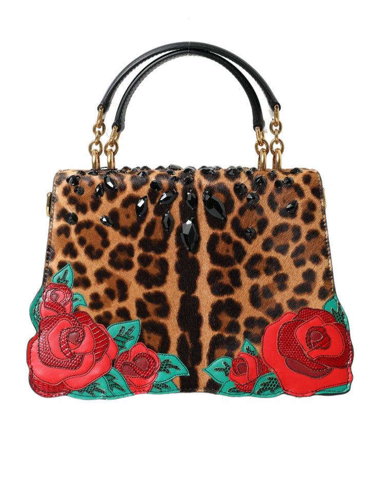 Dolce & Gabbana Chic Leopard Embellished Tote with Red Roses!