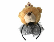 Dolce & Gabbana Brown Teddy Bear Gold Crystal Crown Hair Band Diadem