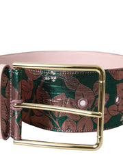 Dolce & Gabbana Multicolor Floral Jacquard Lurex Gold Buckle Belt