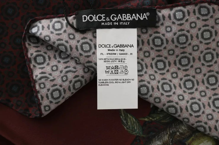 Dolce & Gabbana Bordeaux 100% Silk Floral Wrap Women Scarf