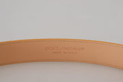 Dolce & Gabbana Beige Exotic Leather Gold Metal Buckle Belt