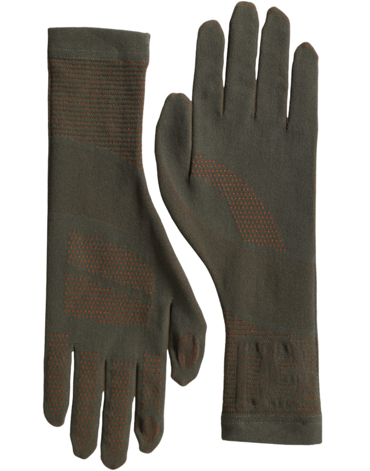 Dolce & Gabbana Brown Cotton Stretch Wrist Length Gloves