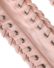 Dolce & Gabbana Pink Acetate Lace Up Fingerless Gloves