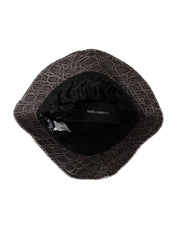 Dolce & Gabbana Black Gray Patterned Leather Bucket Hat