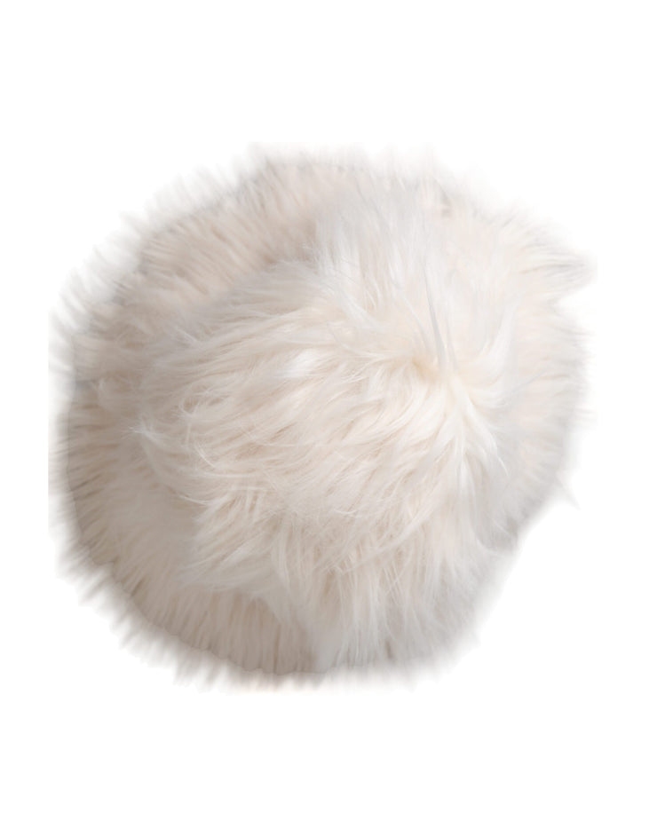 Dolce & Gabbana White Acrylic Fur Womens Bucket Hat