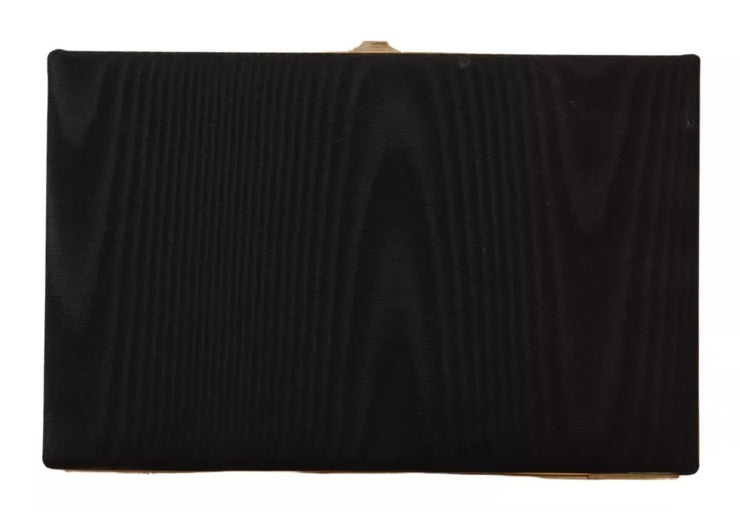 Dolce & Gabbana Black Silk Gold Frame Clutch Evening Party Purse Bag