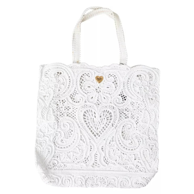 Dolce & Gabbana White Cordonetto Lace Beatrice Tote Bag