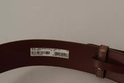 Dolce & Gabbana Brown Wide Waist Leather Gold Oval Metal Buckle Belt