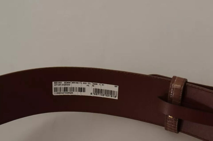 Dolce & Gabbana Brown Wide Waist Leather Gold Oval Metal Buckle Belt