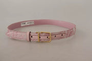 Dolce & Gabbana Pink Jaquard Embroidered Gold Tone Metal Buckle Belt