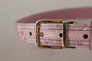 Dolce & Gabbana Pink Jaquard Embroidered Gold Tone Metal Buckle Belt