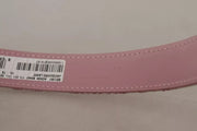 Dolce & Gabbana Pink Jaquard Embroidered Gold Tone Metal Buckle Belt