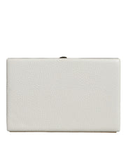 Dolce & Gabbana White Leather Gold Frame Clutch Evening Party Purse Bag