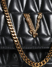 Versace Black Mini Nappa Leather Crossbody Shoulder Bag