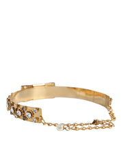 Dolce & Gabbana Gold Tone Crystal Embellished Women Waist Chain Belt