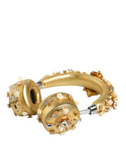 Dolce & Gabbana Gold Leather Floral Crystal Angel Headphones