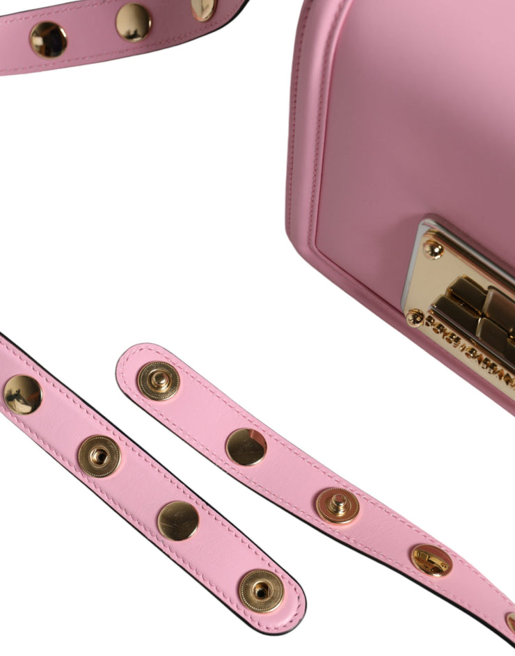 Dolce & Gabbana Baby Pink LOLA Leather Studded Crossbody Strap Bag