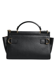 Dolce & Gabbana Black Leather SICILY Top Handle Crossbody Bag