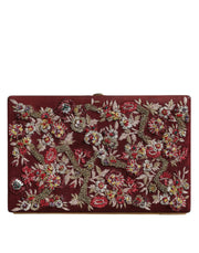 Dolce & Gabbana Bordeaux Velvet Gold Frame Clutch Evening Bag