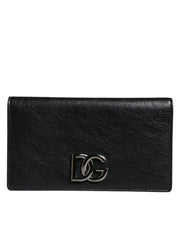 Dolce & Gabbana Black Leather DG Logo Bifold Card Slot Crossbody Bag