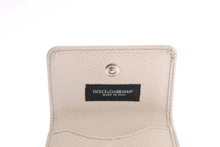 Dolce & Gabbana Sleek White Leather Condom Case Wallet