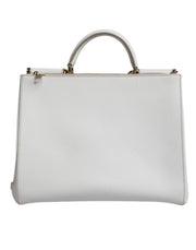 Dolce & Gabbana White Leather Logo Top Handle Tote Crossbody Bag