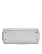 Dolce & Gabbana White Leather Logo Top Handle Tote Crossbody Bag