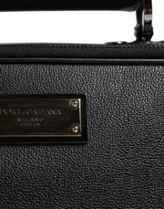 Dolce & Gabbana Black Nylon Leather Logo Top Handle Crossbody Bag